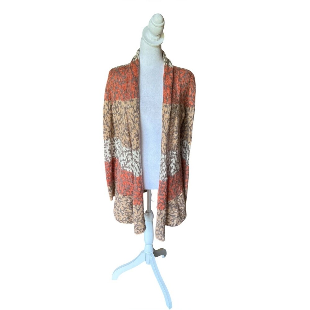 Lucy and Laurel Colorblock Stripe Alpaca Wool Blend Open Cardigan Womens XS